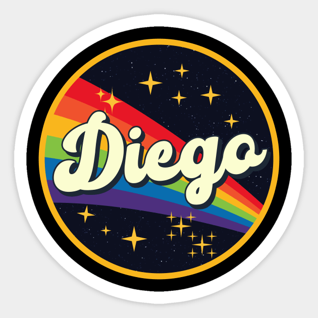 Diego // Rainbow In Space Vintage Style Sticker by LMW Art